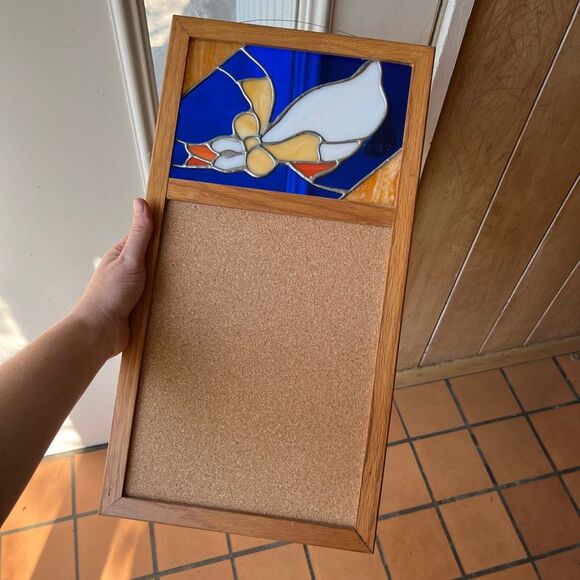 Vintage Stained Glass Goose Corkboard Wall Organizer Farmhouse Country Decor - Picture 1 of 10